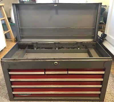 VTG 1975 Craftsman 6 Drawer Tool Chest Cabinet 65272 Red Gray No Key FREE S&H • $300