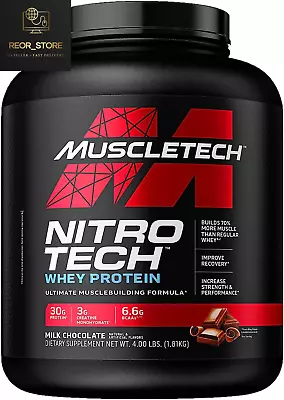 MuscleTech Nitro-Tech Whey Protein Isolate & Peptides | Milk Chocolate 4 Pounds • $68.27