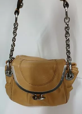 B. Makowsky Tan Leather Shoulderbag Satchel Purse SilverTone Chain Leather Strap • $35