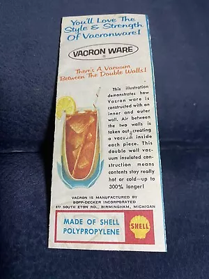 Vintage Vacronware Informational Brochure: Vacron Made Of Shell Polypropylene • $8.76