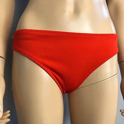 Zaful Womens Hipster Bikini Bottom Solid Red Ribbed Swim Separates Size 6 US • $12