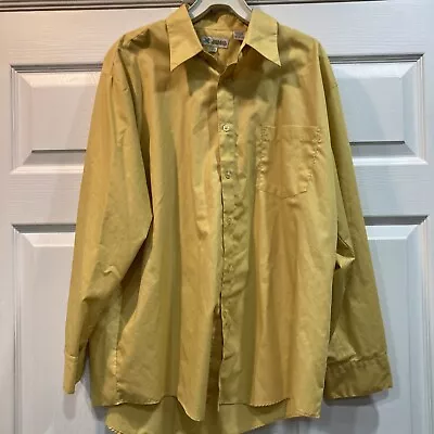 Vintage Haband 16.5/32-33 Button Shirt Mens L Yellow Long Sleeve Pocket Cuban • $20