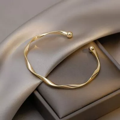 Gold Plated Elegant Open Mobius Strip Bracelet Bangle Jewelry Women Baby Gift • $2.48