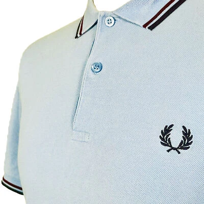 £4.20 • Buy Fred Perry Twin Tipped M3600 Polo - Sky Blue/ Mahogany / Navy (Size M - 38 )