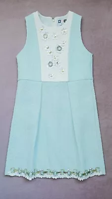 MSGM Size 8/ Italian 40 BNWOT Aqua Embellished Dress • $110