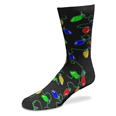 Christmas Lights String Festive Mens Black Casual Socks One Size Fits Most Xmas • $8.99