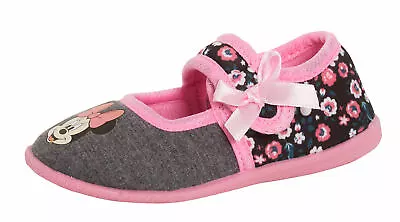 Minnie Mouse Girls Slippers Kids Disney Slipper Boots Easy Fasten House Shoes • £11.95