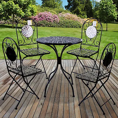 Mosaic Bistro Set Outdoor Patio Garden Furniture Dining Set Table Folding Chairs • £119.99