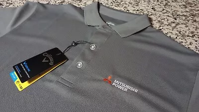 NEW Callaway Opti-Dri Men's Grey Golf Polo Shirt Size Small Mitsubishi Power • $23.95