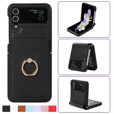 For Samsung Galaxy Z Flip 5 4 3 Shockproof Luxury Leather Case Ring Holder Cover • $7.99