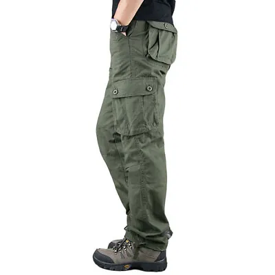  US Men's Cargo Pants 100% Cotton Work Trousers Tactical Combat Outdoor Pant • $29.99