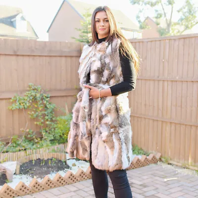 Rabbit Fur Fur Vest In Natural Brown • £130.70