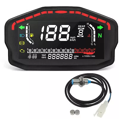 LED Digital Gauge Motorcycle Speedometer Odometer Tachometer KM/H MPH Universal • $45.99