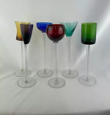 Unbranded - 6pc Long Stem Liqueur Coloured Glasses - Excellent Used Condition • £35