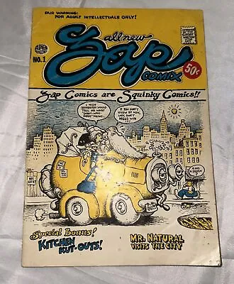 Rare Apex Novelties Zap Comix #1 Mr Natural Visits The City Acceptable • $159.99