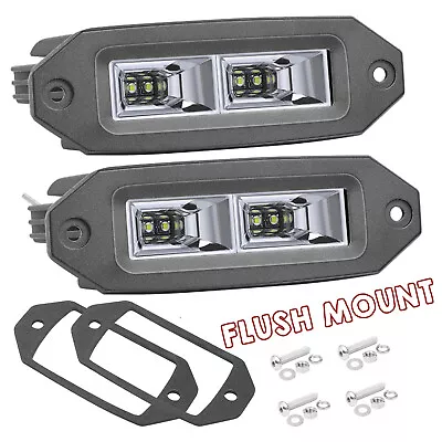 2x 7  80W Flush Mount LED Pods Work Light Bar Flood Driving Reverse OffRoad ATV • $38.99