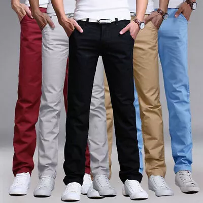 Mens Chinos Trousers Slim Fit Stretch Casual Office Work Business Smart Pants  • $28.47