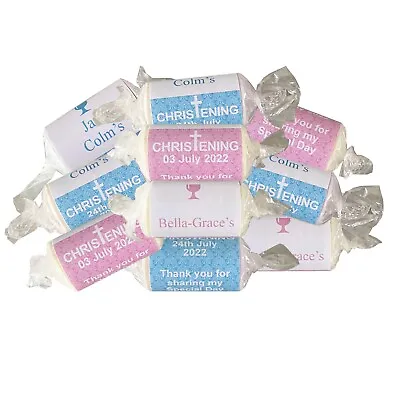 £6.99 • Buy Christening Personalised Love Hearts Sweets Baptism Favours Pink Blue Grey