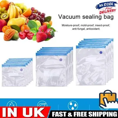 Reusable Vacuum Food Storage Bag 3 Sizes Vacuum Food Bags With Air Valve Set • £9.39