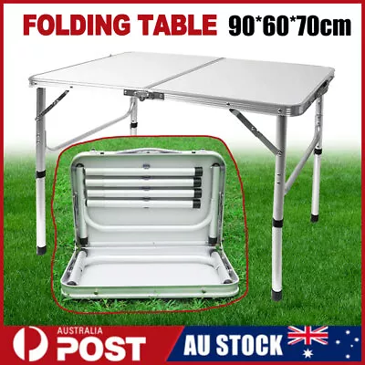 BBQ Camping Table Folding Aluminium Portable Picnic Outdoor Foldable Desk 90x60 • $35.99