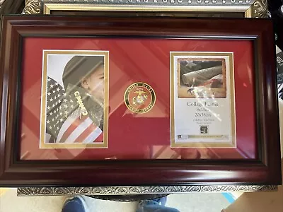 US Marine Corps Picture Frame With Metal Medallion Insignia Holds 2 Photos • $29.95