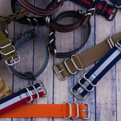 PREMIUM 5 RING SS PVD HEAVY NATO Ballistic Nylon Military  Watch Strap Band • $17.49