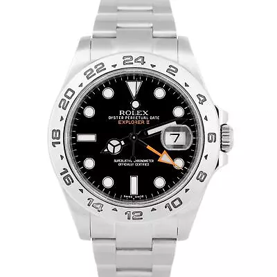 MINT Rolex Explorer II 42mm BLACK Orange Stainless Steel GMT Date Watch 216570 • $8293.82