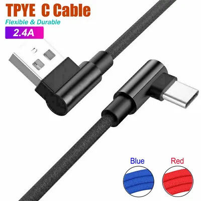 $4.55 • Buy Braided 90° Degree Angle USB C Type C Fast Data Snyc Charger Charging Cable 