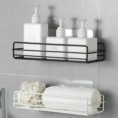 Kitchen Bathroom Shower Shelf Storage Suction Basket Caddy Wall Mounted Rack AU • $13.63