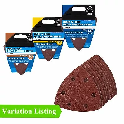 £2.90 • Buy 5x 93mm Delta Sanding Pads Detail Sanding Sheets Triangle 40/60/80/120 Grit