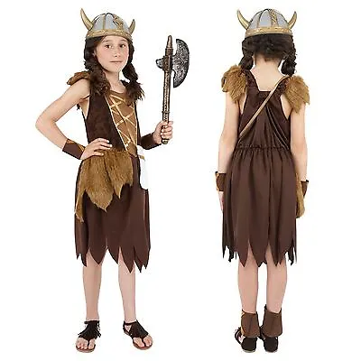Girls Viking Childrens Costume Child Book Week Fancy Dress Outfit Saxon Warrior • £15.90