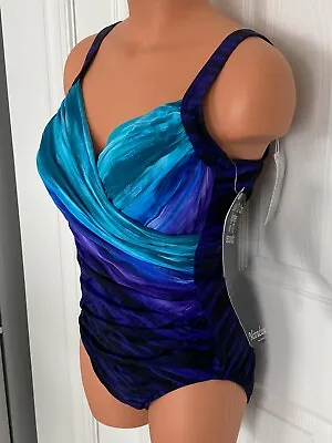 Miraclesuit 12 Blu/Blk/Multi Sanibel UW 1 Piece Control Swimsuit NWT MSRP:$194. • $124.99