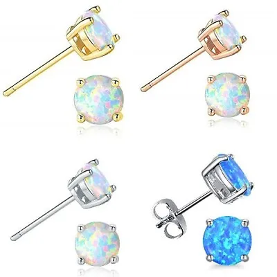 925 Sterling Silver CZ Stud Earrings Cubic Zirconia Opal Women 4PC Earrings Set • $9.99