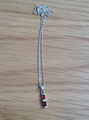 £7.99 • Buy Silver Old Garnet Necklace Lovely Slim Design
