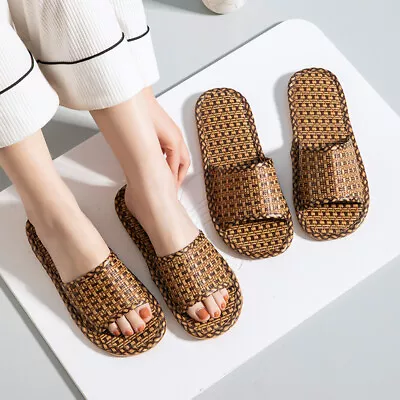 Men's Spring And Summer Leisure Fashion Rattan Woven Bamboo Household Slippers • $29.65