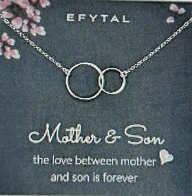 Infinity 2 Circle Necklace With Blessing Card Gifts For Mom & Son - Mother's Day • £6.99