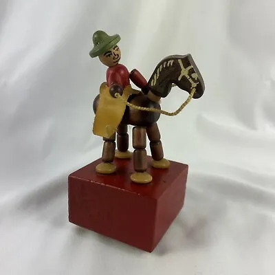 Vintage Wakouwa The Rider Wooden Push Puppet Cowboy On Horse • $50