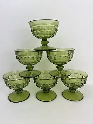 Vintage Indiana Glass Co. Set Of 6 Green Dessert Cups • $50