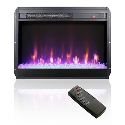 23 Inch Electric Fireplace Insert Ultra Thin Heater With Crystal Realistic Flame • $128