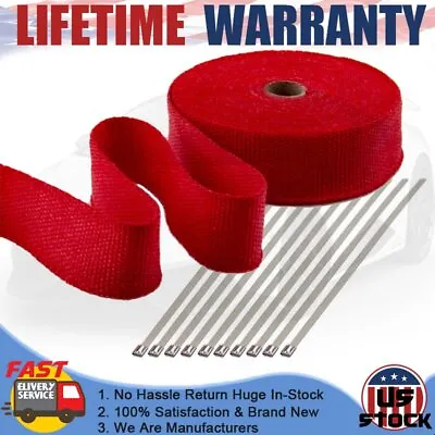 2  X 50FT Exhaust Heat Wrap Tape Titanium Pipe Header Manifold Tape+10 Ties Kit • $16.75