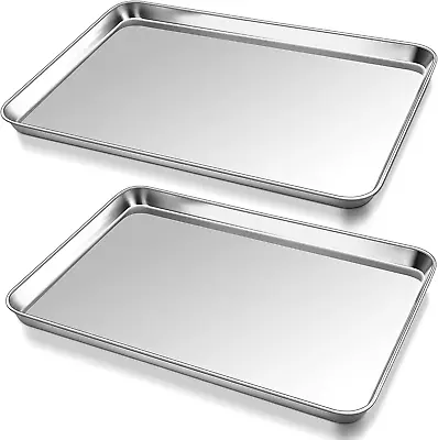 Baking Sheet Pan Set Of 2 Stainless Steel Baking Cookie Sheets Oven Tray Recta • $30.39