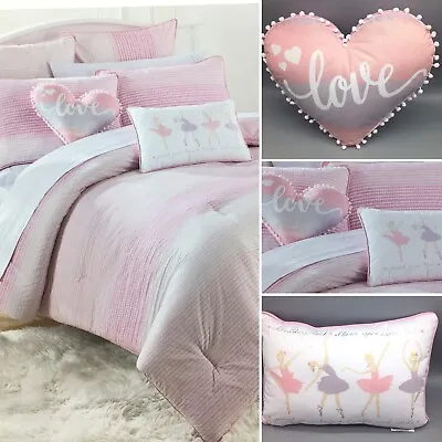 5pc Nicole Miller Ballerina FULL QUEEN Set Comforter Pillows Dance Hearts Pink • $164.99