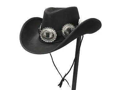 Cowboy Hat With Large Oval Concho Leather Band Steampunk Costume Top Hat Cosplay • $29.99