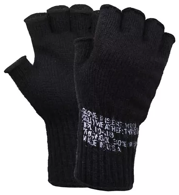 Rothco Fingerless Wool Gloves - Black • $14.99