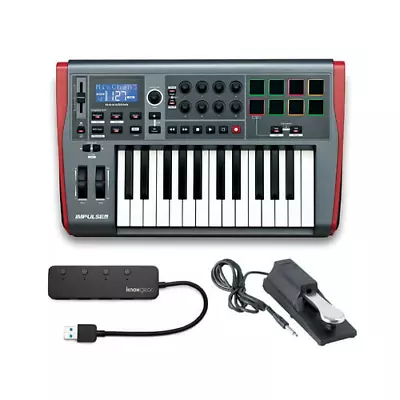 Novation Impulse 25 Controller Keyboard With Sustain Pedal And Knox USB 3.0 Hub • $229.99