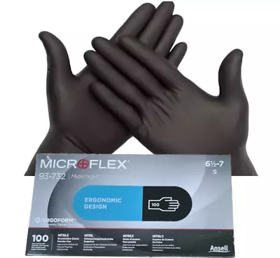 PREMIUM 100 DISPOSABLE NITRILE GLOVES POWDER & LATEX FREE BLACK Medical S 1000 • £5.99