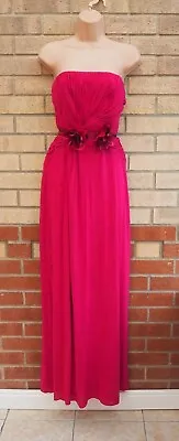 Coast Pink Magenta Ruched Slinky Bandeau Belt Party Prom Long Maxi Dress 12 M • £24.99