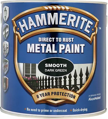 Hammerite Direct To Rust Metal Paint Smooth Finish 2.5L COLOURS No Primer Needed • £53.21