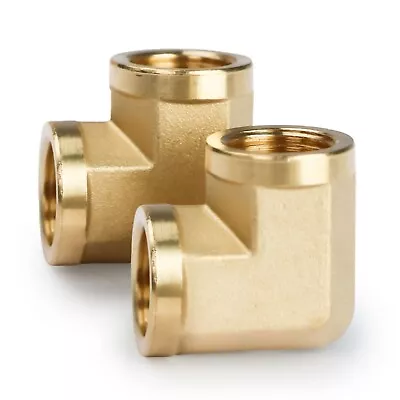 U.S. Solid 90 Degree Elbow Brass Fitting NPT 3/8  Female X 3/8  Female 2pcs • $10.69