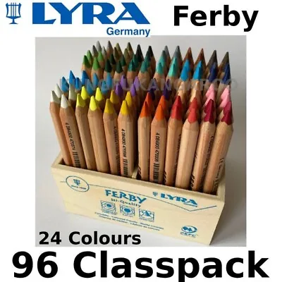 Lyra Ferby Half-Size Colouring Pencils Natural Wood Finish - Box Of 96 Pencils • £87
